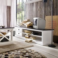 Product photograph of Allthorp Solid Wood Tv Stand Large In White And Black Top from Furniture in Fashion