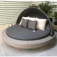 Product photograph of Maona Large Round Wicker Weave Daybed In Fine Grey from Furniture in Fashion