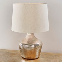 Product photograph of Marietta Off White Fabric Table Lamp In Hammered Pearl Ombre Foil from Furniture in Fashion