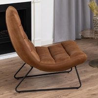 Product photograph of Marion Leather Lounge Chair With Black Legs In Brown from Furniture in Fashion