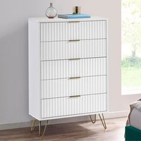 Product photograph of Marius Wooden Chest Of 5 Drawers In Matt White from Furniture in Fashion