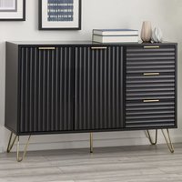 Product photograph of Marius Wooden Sideboard With 2 Doors 3 Drawers In Matt Black from Furniture in Fashion