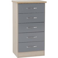 Product photograph of Mack Wooden Chest Of 5 Drawers With Grey Gloss Front In Oak from Furniture in Fashion