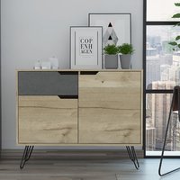 Product photograph of Marsett Wooden Sideboard With 1 Door 3 Drawers In Oak And Grey from Furniture in Fashion
