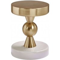 Product photograph of Martina Round Wooden Side Table In Gold And Ivory from Furniture in Fashion