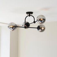 Product photograph of Mayetta Smoked Mirror Glass Semi-flush Ceiling Light In Black from Furniture in Fashion