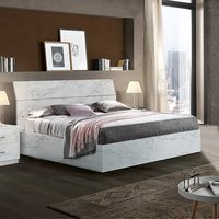 Product photograph of Mayon Wooden King Size Bed In White Marble Effect from Furniture in Fashion