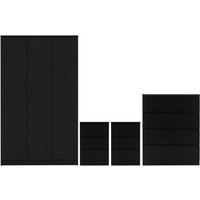 Product photograph of Mcgowen Wooden Bedroom Furniture Set 3 Doors Wardrobe In Black from Furniture in Fashion