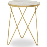 Product photograph of Mekbuda Round White Marble Top Side Table With Hairpin Legs from Furniture in Fashion