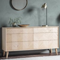 Product photograph of Manistee Wooden Chest Of 6 Drawers In Oak from Furniture in Fashion