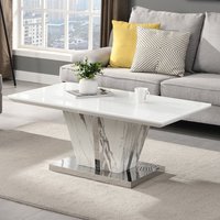 Product photograph of Memphis High Gloss Coffee Table In Filo Marble Effect Glass Top from Furniture in Fashion
