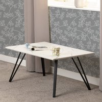 Product photograph of Mequon Wooden Rectangular Coffee Table In White Marble Effect from Furniture in Fashion