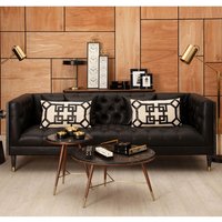 Product photograph of Meridiana Chesterfield Faux Leather 3 Seater Sofa In Black from Furniture in Fashion