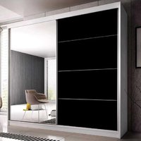 Product photograph of Mesa 183cm Mirrored Wardrobe And 2 Sliding Doors In White Black Gloss from Furniture in Fashion