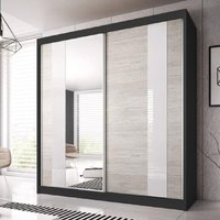 Product photograph of Mesa 203cm Mirrored Wardrobe And 2 Sliding Doors In Matt Black from Furniture in Fashion
