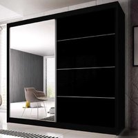 Product photograph of Mesa 233cm Mirrored Wardrobe And 2 Sliding Doors In Black Gloss from Furniture in Fashion