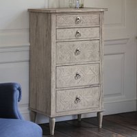 Product photograph of Mestiza Narrow Wooden Chest Of 5 Drawers In Natural from Furniture in Fashion