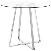 Product photograph of Metairie Round Clear Glass Top Dining Table With Chrome Base from Furniture in Fashion