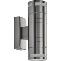 Product photograph of Metro Led Glass Outdoor Wall Light In Stainless Steel from Furniture in Fashion