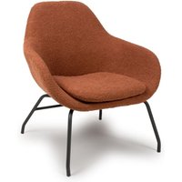 Product photograph of Milan Boucle Fabric Lounge Chair In Rust With Black Metal Legs from Furniture in Fashion