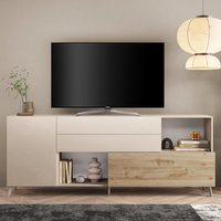 Product photograph of Milan Large Wooden Tv Sideboard In Cashmere And Cadiz Oak from Furniture in Fashion