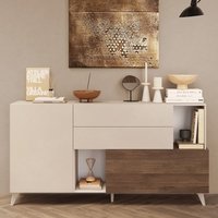 Product photograph of Milan Small Wooden Tv Sideboard In Cashmere And Mercure Oak from Furniture in Fashion