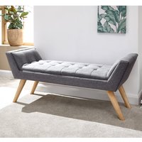 Product photograph of Mopeth Fabric Upholstered Window Seat Bench In Dark Grey from Furniture in Fashion