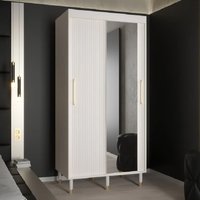 Product photograph of Millwall 100cm Mirrored Wardrobe With 2 Sliding Doors In White from Furniture in Fashion