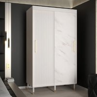 Product photograph of Millwall 120cm Wooden Wardrobe With 2 Sliding Doors In White from Furniture in Fashion