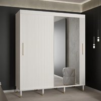 Product photograph of Millwall 180cm Mirrored Wardrobe With 2 Sliding Doors In White from Furniture in Fashion