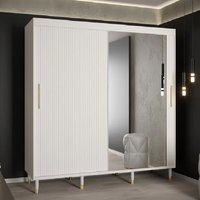 Product photograph of Millwall 200cm Mirrored Wardrobe With 2 Sliding Doors In White from Furniture in Fashion