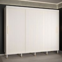 Product photograph of Millwall 250cm Wooden Wardrobe With 3 Sliding Doors In White from Furniture in Fashion