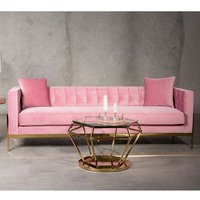 Product photograph of Minchin Upholstered Velvet 3 Seater Sofa In Pink from Furniture in Fashion