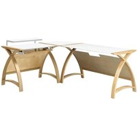 Product photograph of Modular Real Oak Wood Curve Corner Computer Desk from Furniture in Fashion