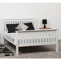 Product photograph of Merlin Wooden High Foot End Small Double Bed In White from Furniture in Fashion