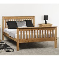 Product photograph of Merlin Wooden High Foot End King Size Bed In Waxed Pine from Furniture in Fashion