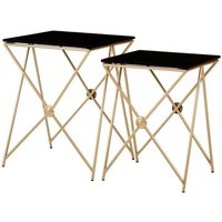Product photograph of Monora Set Of 2 Black Glass Side Tables With Gold Metal Legs from Furniture in Fashion