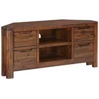 Product photograph of Monza Acacia Wood Tv Stand Corner With 4 Drawers In Walnut from Furniture in Fashion