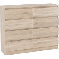 Product photograph of Mcgowan Wooden Chest Of Drawers In Sonoma Oak With 8 Drawers from Furniture in Fashion