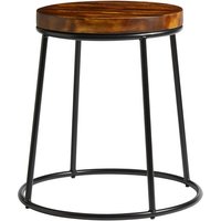 Product photograph of Mortan Industrial Black Metal Low Stool With Rustic Aged Seat from Furniture in Fashion