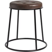 Product photograph of Mortan Industrial Brown Faux Leather Low Stool With Black Frame from Furniture in Fashion