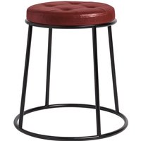 Product photograph of Mortan Industrial Red Faux Leather Low Stool With Black Frame from Furniture in Fashion