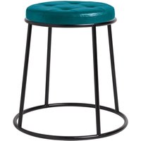 Product photograph of Mortan Industrial Teal Faux Leather Low Stool With Black Frame from Furniture in Fashion