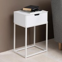 Product photograph of Mulvane Wooden Bedside Table With Metal Frame In White from Furniture in Fashion