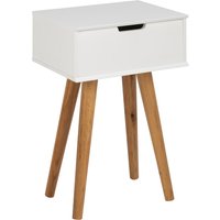 Product photograph of Mulvane Wooden Bedside Table With Oak Legs In White from Furniture in Fashion