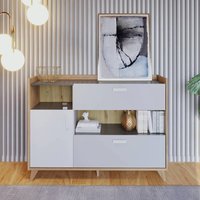 Product photograph of Muncie Wooden Sideboard With 1 Door 2 Drawers In White And Oak from Furniture in Fashion