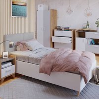 Product photograph of Muncie Wooden Single Bed In White And Grey from Furniture in Fashion