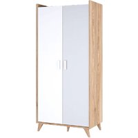 Product photograph of Muncie Wooden Wardrobe With 2 Doors In White And Oak from Furniture in Fashion