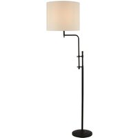 Product photograph of Munich Natural Linen Shade Floor Lamp In Matt Black from Furniture in Fashion