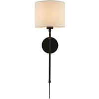 Product photograph of Munich Natural Linen Shade Wall Light In Matt Black from Furniture in Fashion